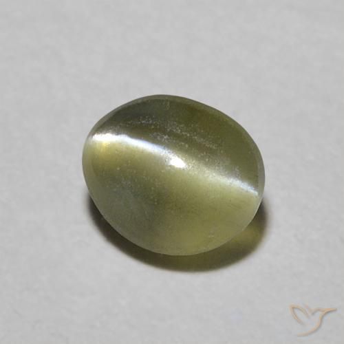Crisoberilo Olho de Gato Verde amarelado Natural 0.58ct, oval, Translúcido