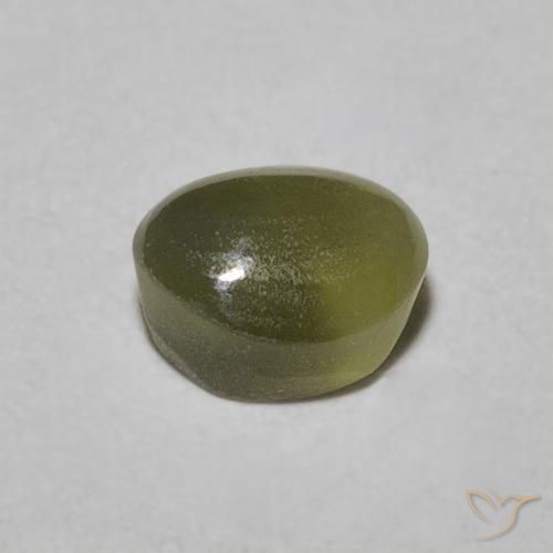 Crisoberilo Olho de Gato Verde amarelado Natural 0.58ct, oval, Translúcido