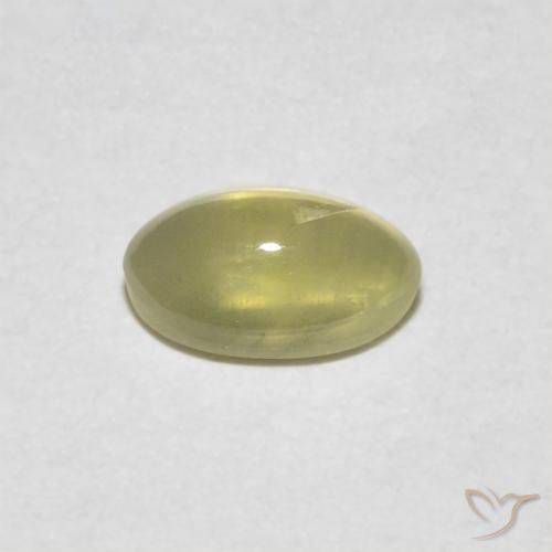 Crisoberilo Olho de Gato Amarelo Creme Pálido Natural 0.48ct, oval, Translúcido