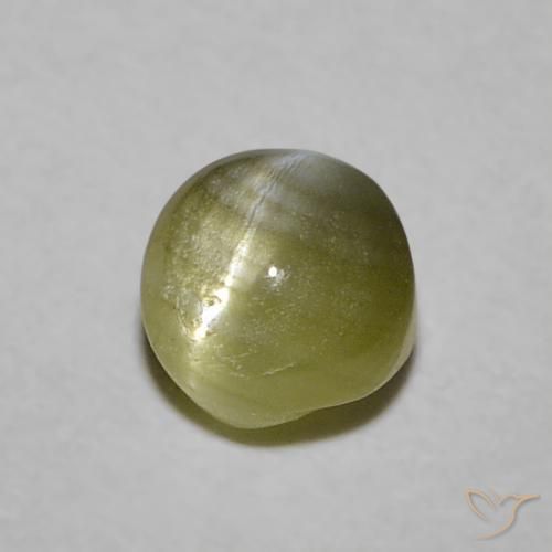 Crisoberilo Olho de Gato Verde amarelado Natural 0.52ct, Redondo, Translúcido