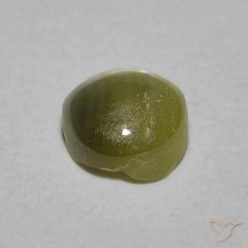 Crisoberilo Olho de Gato Verde amarelado Natural 0.52ct, Redondo, Translúcido