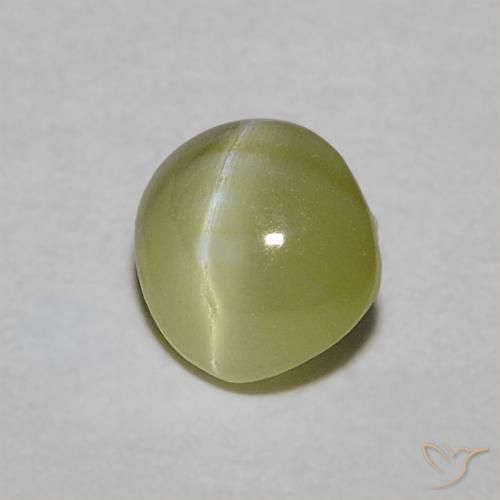 Crisoberilo Olho de Gato Verde amarelado Natural 0.47ct, oval, Translúcido