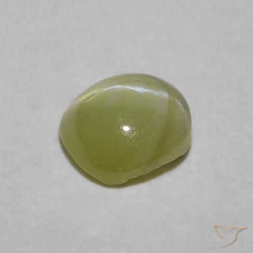 Crisoberilo Olho de Gato Verde amarelado Natural 0.47ct, oval, Translúcido