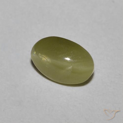 Crisoberilo Olho de Gato Verde amarelado Natural 0.54ct, oval, Translúcido