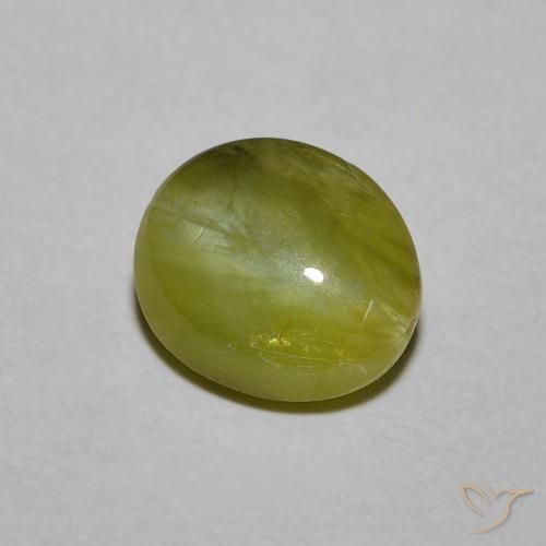 Chrysoberyl cat's eye verde natural 1,21ct, corte oval, translúcido