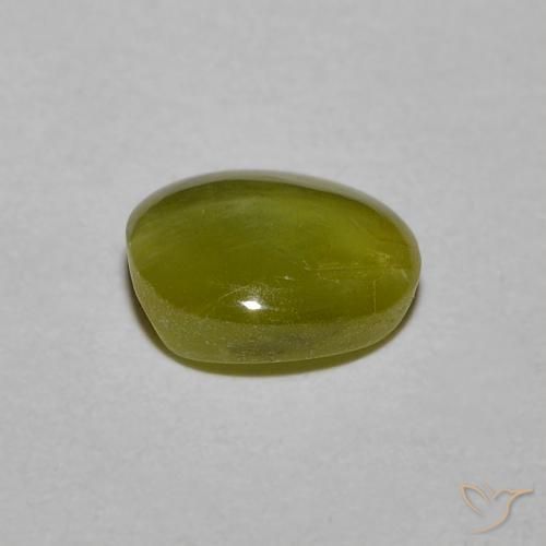 Chrysoberyl cat's eye verde natural 1,21ct, corte oval, translúcido