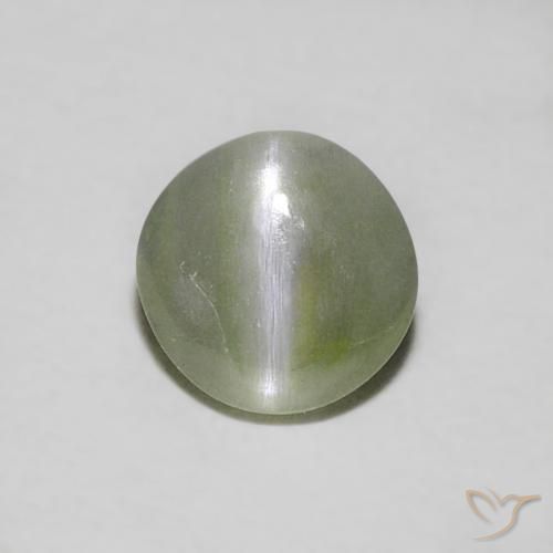 0.39ct Natural Verde Terroso Crisoberilo Olho de Gato, Redondo, Translúcido