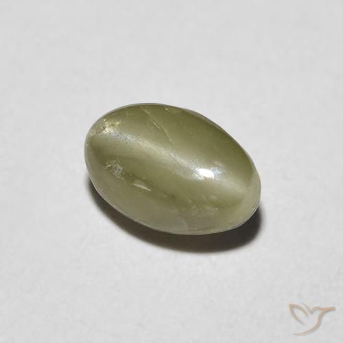 Crisoberilo Olho de Gato Verde amarelado Natural 0.82ct, oval, Translúcido