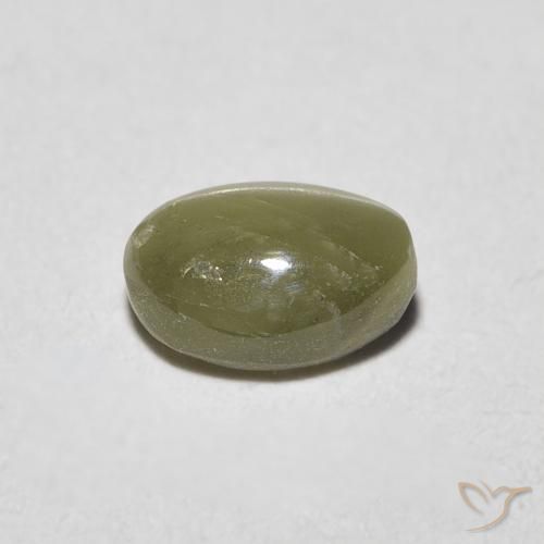 Crisoberilo Olho de Gato Verde amarelado Natural 0.82ct, oval, Translúcido