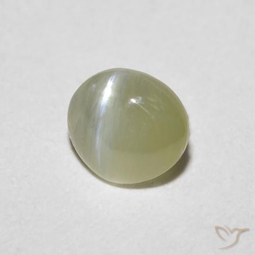 Crisoberilo Olho de Gato Verde Terroso Natural 0.72ct, oval, Translúcido