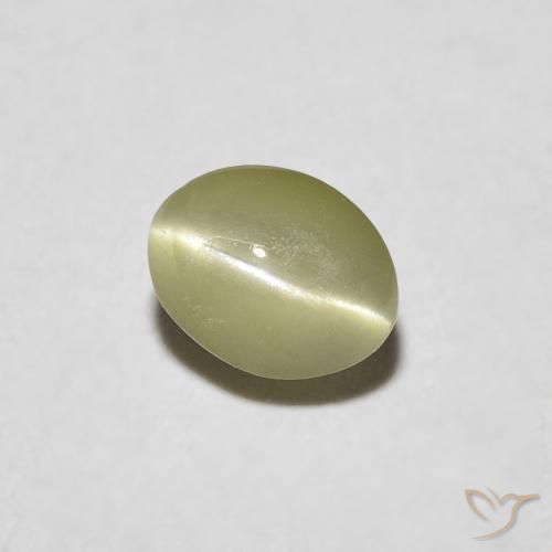 Crisoberilo Olho de Gato Verde amarelado Natural 0.39ct, oval, Translúcido