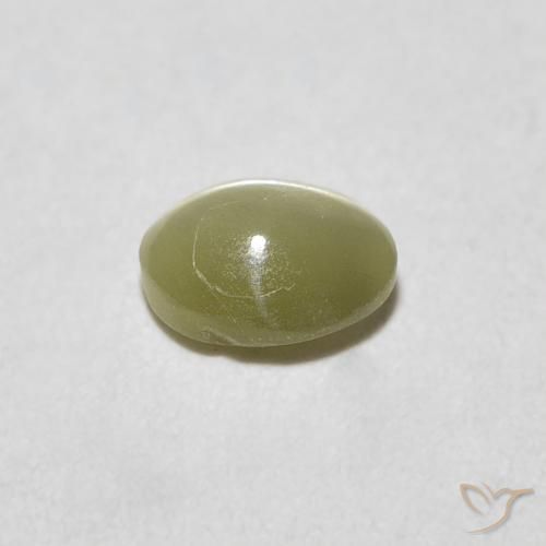 Crisoberilo Olho de Gato Verde amarelado Natural 0.39ct, oval, Translúcido