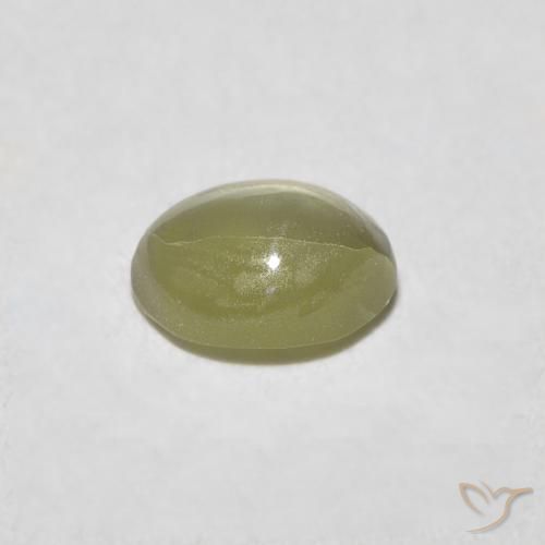 Crisoberilo Olho de Gato Verde amarelado Natural 0.45ct, oval, Translúcido