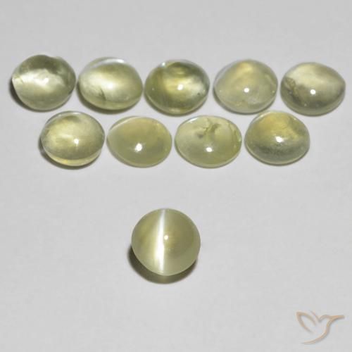 0.37ct Natural Luz amarela Crisoberilo Olho de Gato, Redondo, Transparente