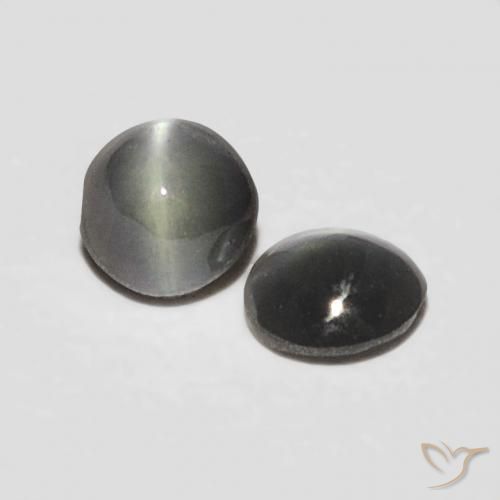 Pedras preciosas de Crisoberilo Olho de Gato preto acinzentado natural de 0.36 ct, oval, Opaco