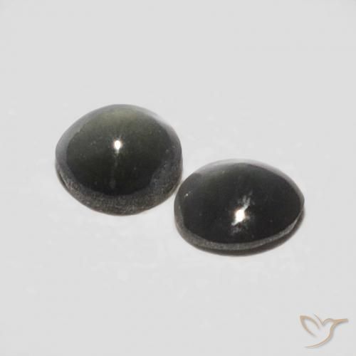 Pedras preciosas de Crisoberilo Olho de Gato preto acinzentado natural de 0.36 ct, oval, Opaco