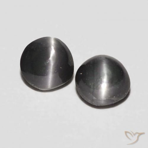 Pedras preciosas de Crisoberilo Olho de Gato Cinza escuro natural de 0.41 ct, oval, Opaco