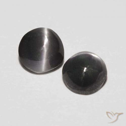 Pedras preciosas de Crisoberilo Olho de Gato Cinza escuro natural de 0.41 ct, oval, Opaco