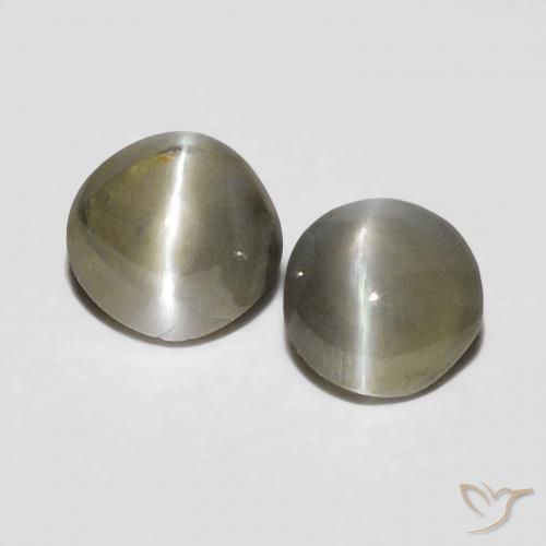 Pedras preciosas de Crisoberilo Olho de Gato Cinza muito claro natural de 0.38 ct, Corte Oval, Opaco