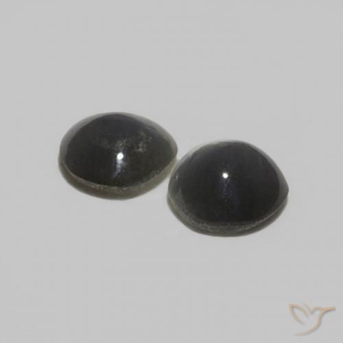 Pedras preciosas de Crisoberilo Olho de Gato Aço cinza natural de 0.35 ct, Redondo, Opaco