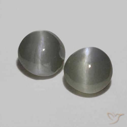 Pedras preciosas de Crisoberilo Olho de Gato preto acinzentado natural de 0.45 ct, Redondo, Opaco