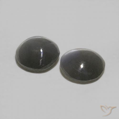 Pedras preciosas de Crisoberilo Olho de Gato preto acinzentado natural de 0.45 ct, Redondo, Opaco