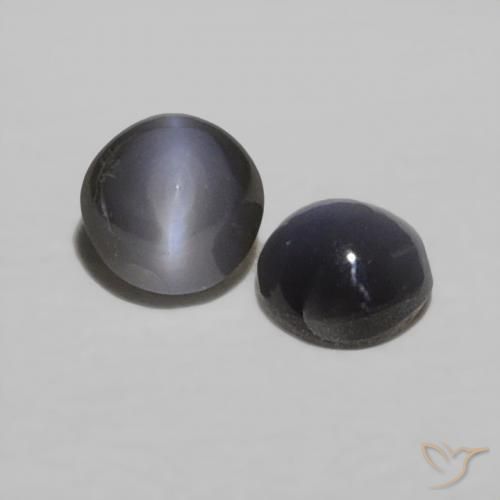 Pedras preciosas de Crisoberilo Olho de Gato preto cinza natural de 0.44 ct, Redondo, Opaco