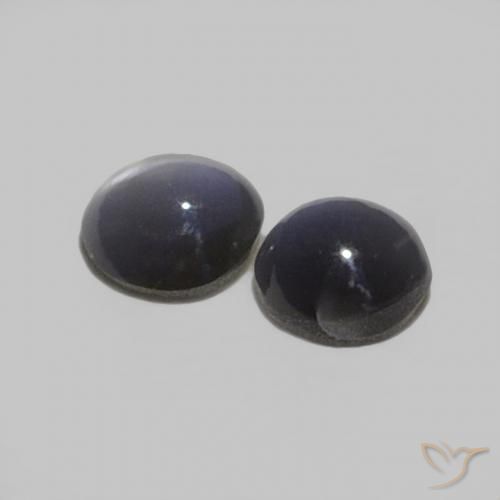 Pedras preciosas de Crisoberilo Olho de Gato preto cinza natural de 0.44 ct, Redondo, Opaco