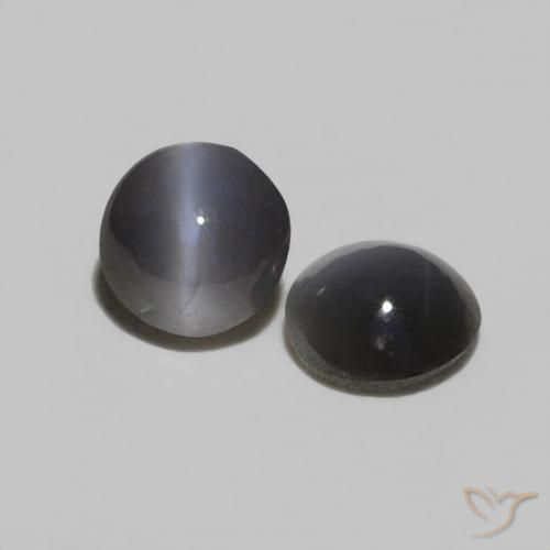 Pedras preciosas de Crisoberilo Olho de Gato Cinza escuro natural de 0.48 ct, Redondo, Opaco