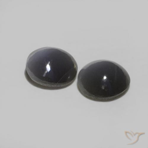 Pedras preciosas de Crisoberilo Olho de Gato Cinza escuro natural de 0.48 ct, Redondo, Opaco