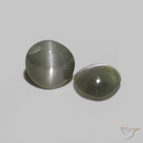 Pedras preciosas de Crisoberilo Olho de Gato preto acinzentado natural de 0.38 ct, Redondo, Opaco