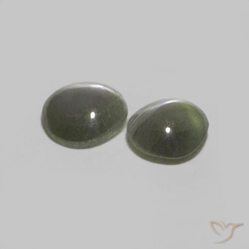 Pedras preciosas de Crisoberilo Olho de Gato preto acinzentado natural de 0.38 ct, Redondo, Opaco