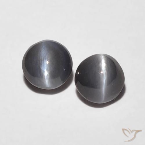Pedras preciosas de Crisoberilo Olho de Gato cinza médio natural de 0.47 ct, Redondo, Opaco