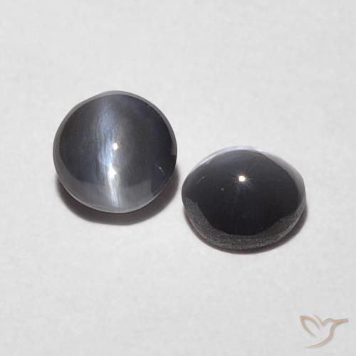 Pedras preciosas de Crisoberilo Olho de Gato cinza médio natural de 0.47 ct, Redondo, Opaco