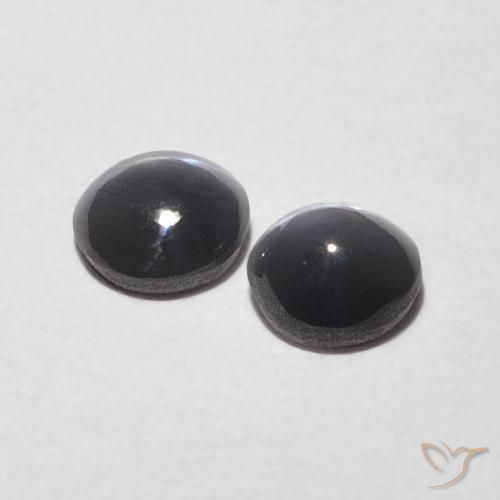 Pedras preciosas de Crisoberilo Olho de Gato cinza médio natural de 0.47 ct, Redondo, Opaco