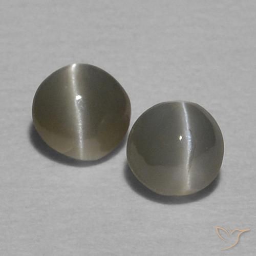 Pedras preciosas de Crisoberilo Olho de Gato preto acinzentado natural de 0.37 ct, Redondo, Opaco