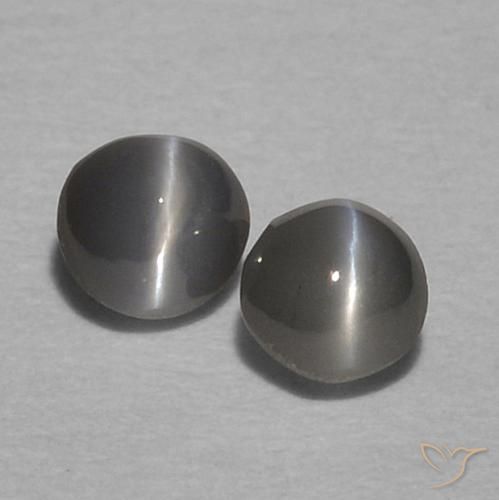 Pedras preciosas de Crisoberilo Olho de Gato Cinzento Esverdeado Pálido natural de 0.35 ct, Redondo, Opaco
