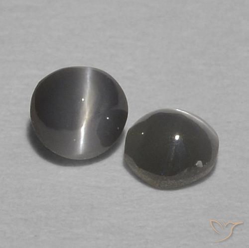 Pedras preciosas de Crisoberilo Olho de Gato Cinzento Esverdeado Pálido natural de 0.35 ct, Redondo, Opaco