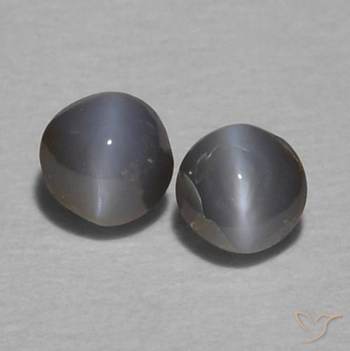 Pedras preciosas de Crisoberilo Olho de Gato Cinza escuro natural de 0.36 ct, Redondo, Opaco