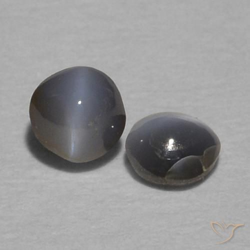 Pedras preciosas de Crisoberilo Olho de Gato Cinza escuro natural de 0.36 ct, Redondo, Opaco