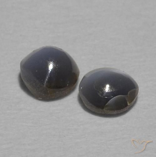 Pedras preciosas de Crisoberilo Olho de Gato Cinza escuro natural de 0.36 ct, Redondo, Opaco