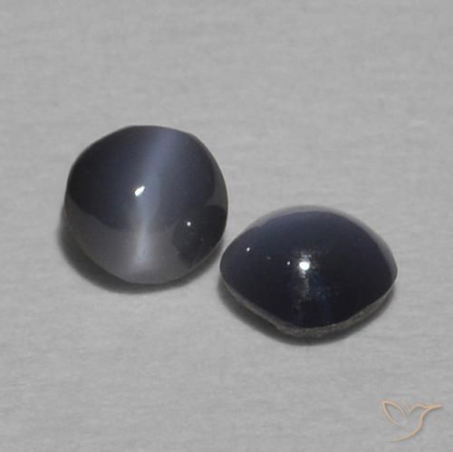 Pedras preciosas de Crisoberilo Olho de Gato Cinza escuro natural de 0.32 ct, Redondo, Opaco