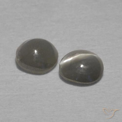 Pedras preciosas de Crisoberilo Olho de Gato cinza médio natural de 0.29 ct, Redondo, Opaco