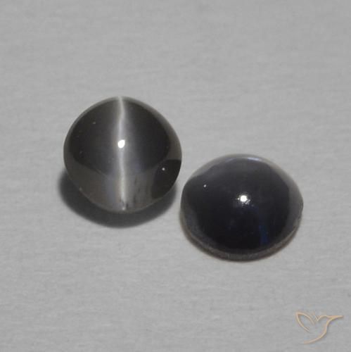 Pedras preciosas de Crisoberilo Olho de Gato preto cinza natural de 0.52 ct, oval, Opaco