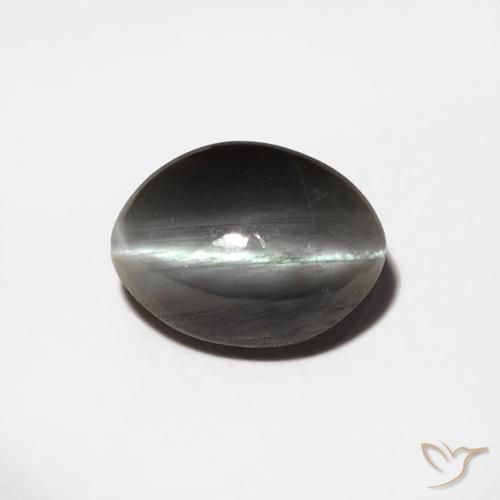 Crisoberilo Olho de Gato cinza médio Natural 0.88ct, Corte Oval, Opaco