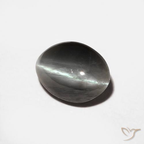 Crisoberilo Olho de Gato cinza médio Natural 0.88ct, Corte Oval, Opaco
