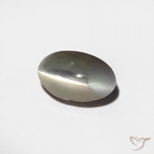 Crisoberilo Olho de Gato Cinza muito claro Natural 0.39ct, oval, Opaco