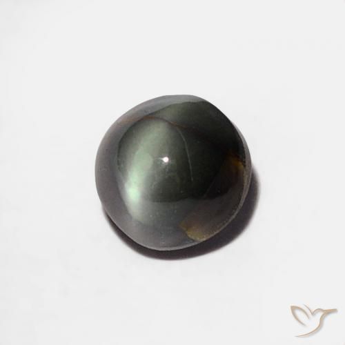 Crisoberilo Olho de Gato Aço cinza Natural 0.36ct, Redondo, Opaco