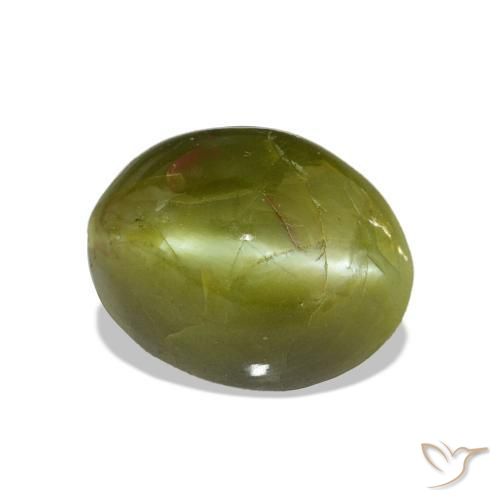 Crisoberilo Olho de Gato verde quente Natural 7.16ct, oval, Opaco