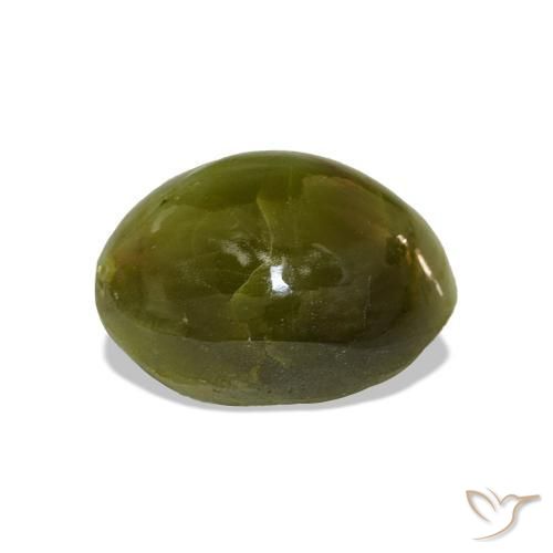 Crisoberilo Olho de Gato verde quente Natural 7.16ct, oval, Opaco